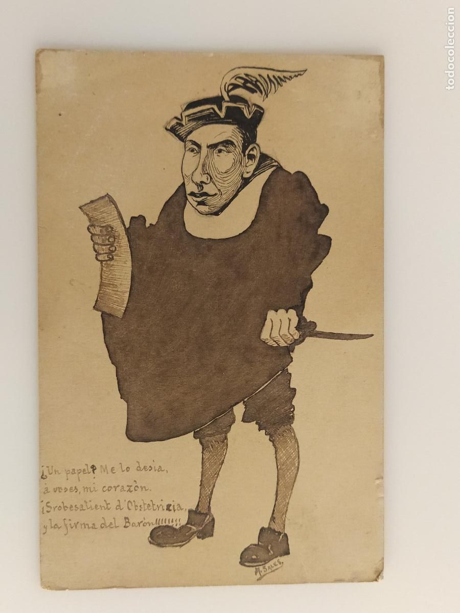 Postales: DIBUJO ORIGINAL A MANO SOBRE POSTAL ANTIGUA - A. SALES - REVERSO SIN DIVIDIR -(116.308)