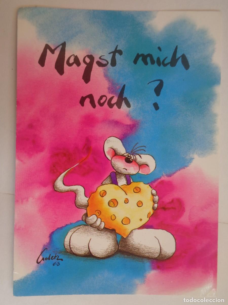 Postales: POSTAL CON DIBUJO DE RATON CON QUESO. CIRCULADA DE ALEMANIA A FINLANDIA