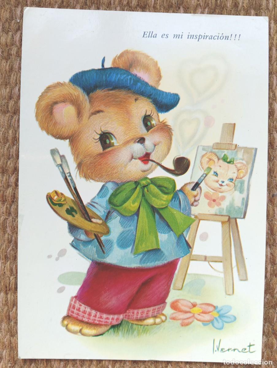 Postales: OSITO PINTOR - ILUSTRACION VERNET - ED. C Y Z