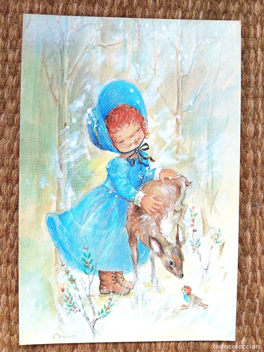 Postales: NI&Ntilde;A CON CERVATILLO - ILUSTRACION BARO - ED. C Y Z
