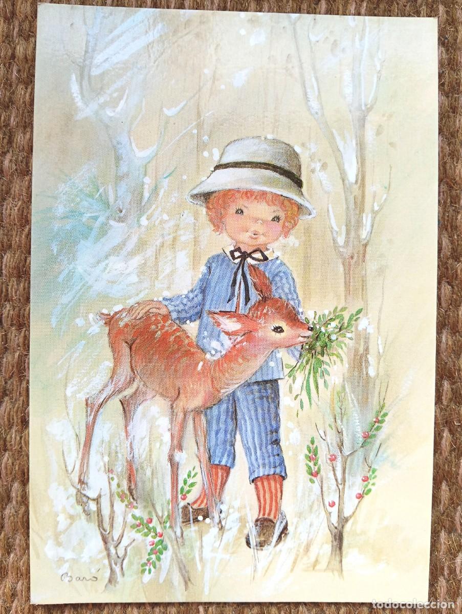Postales: NI&Ntilde;O CON CERVATILLO - ILUSTRACION BARO - ED. C Y Z