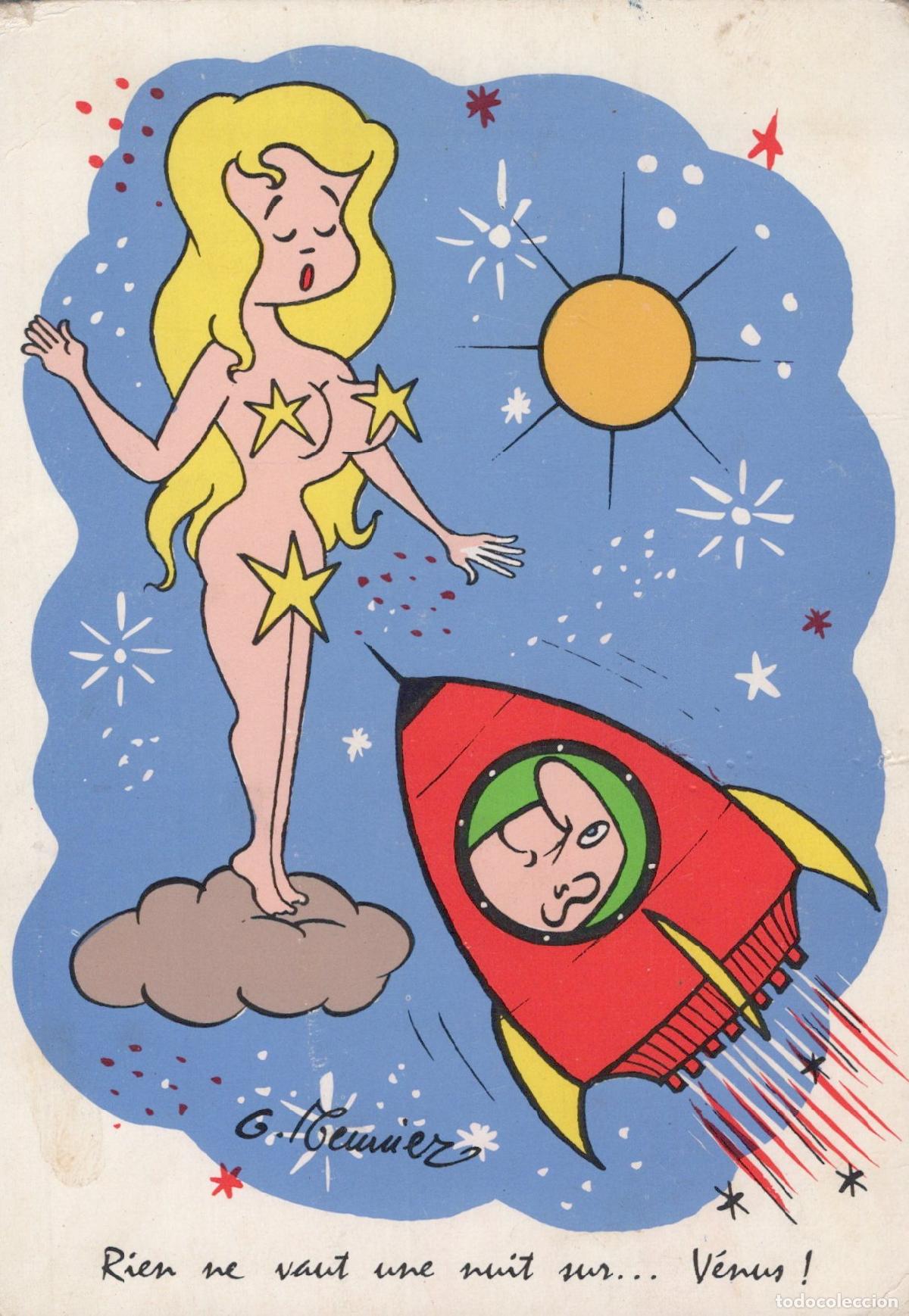Postales: France Bazemont Humour &Eacute;rotique Femme Fus&eacute;e Espace Cartoon Unposted *YAG085