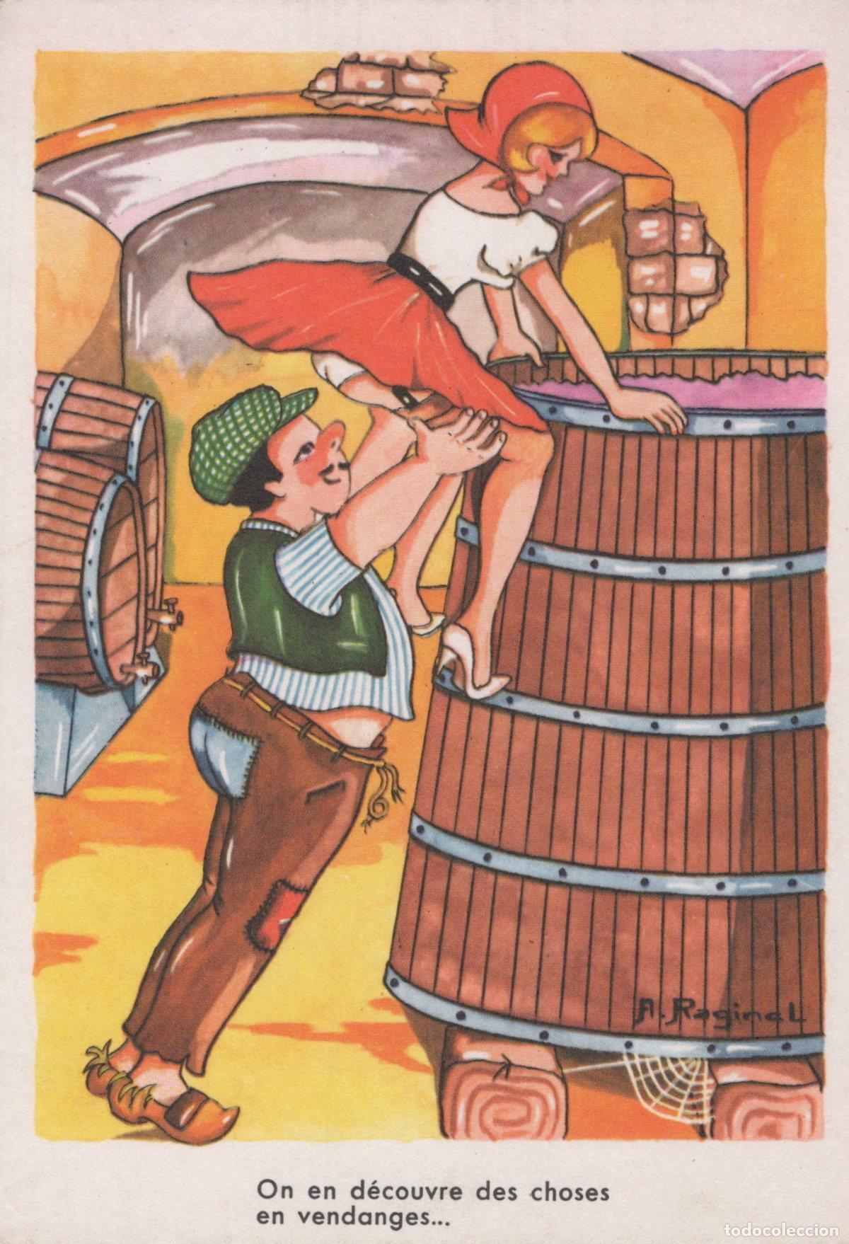 Postales: France Paris Sc&egrave;ne Humoristique Vendanges Chai Cartoon Unposted *YAG087