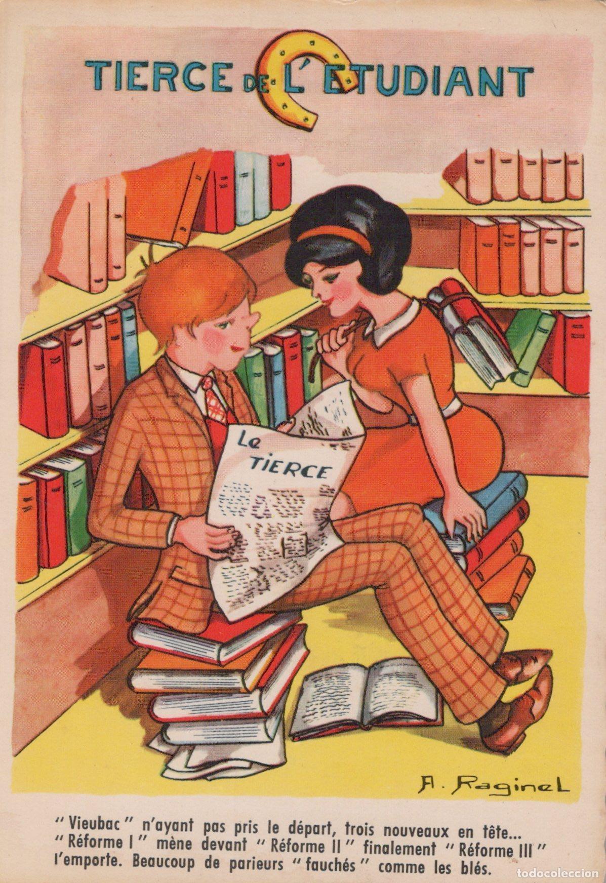 Postales: France Paris &Eacute;tudiants Biblioth&egrave;que Humour Examens A Raginel Unposted *YAG101
