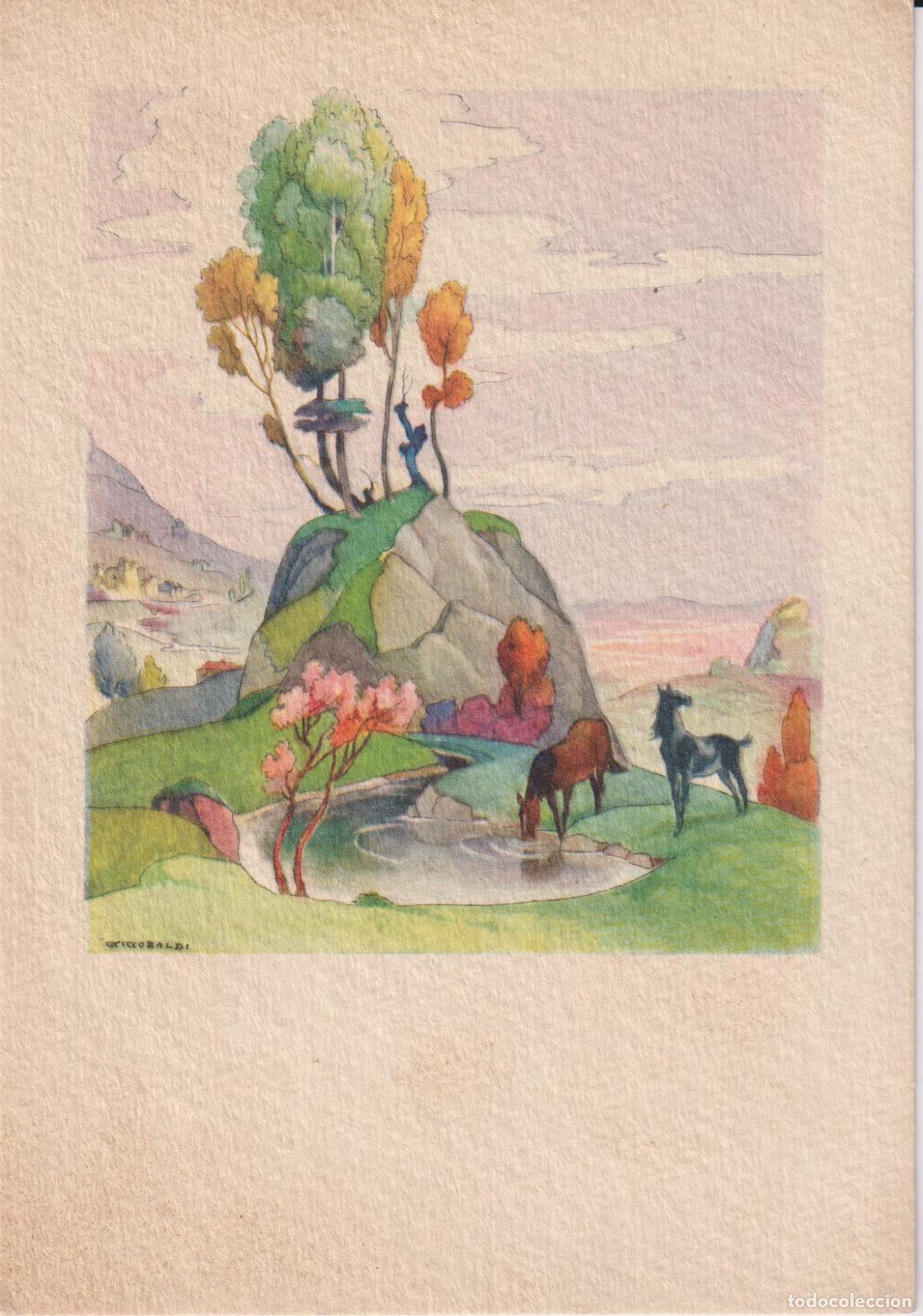 Postales: ILUSTRADOR: GIUSEPPE RICCOBALDI, PAISAJE CON CABALLOS BEBIENDO EN UN ESTANQUE &ndash; SABA 3014 &ndash; ESCRITA