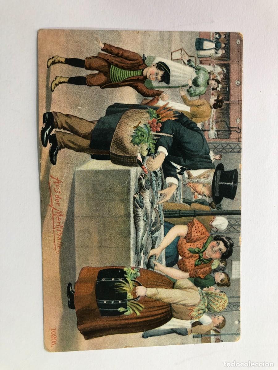 Postales: POSTAL 1910 / EN EL MERCADO / CIRCULADA DESDE EL VENDRELL A EL MASNOU