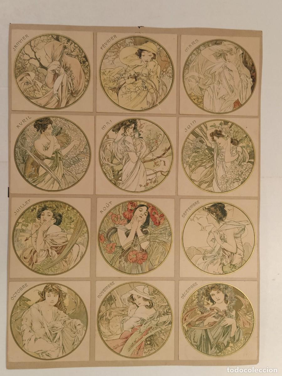 Postales: ALPHONSE MUCHA - MESES DEL A&Ntilde;O - COLECCION COMPLETA DE 12 POSTALES ANTIGUAS PERO RECORTADAS