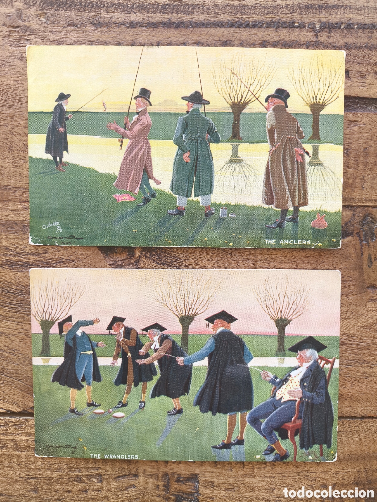 Postales: Antiguas postales c&oacute;micas Anglers and Wranglers il. CROW Ed. Raphael Tuck & Sons Serie Oilette 1911
