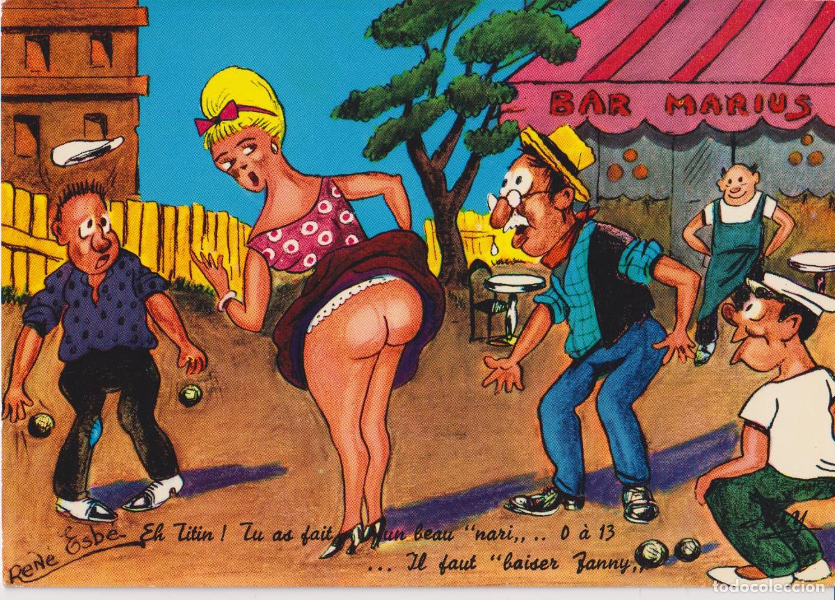 Postales: ILUSTRADOR: REN&Eacute; ESB&Eacute;, IL FAUT BAISER FANNY (JUEGO DE PETANCA) &ndash; EDITION TARDY &ndash; S/C