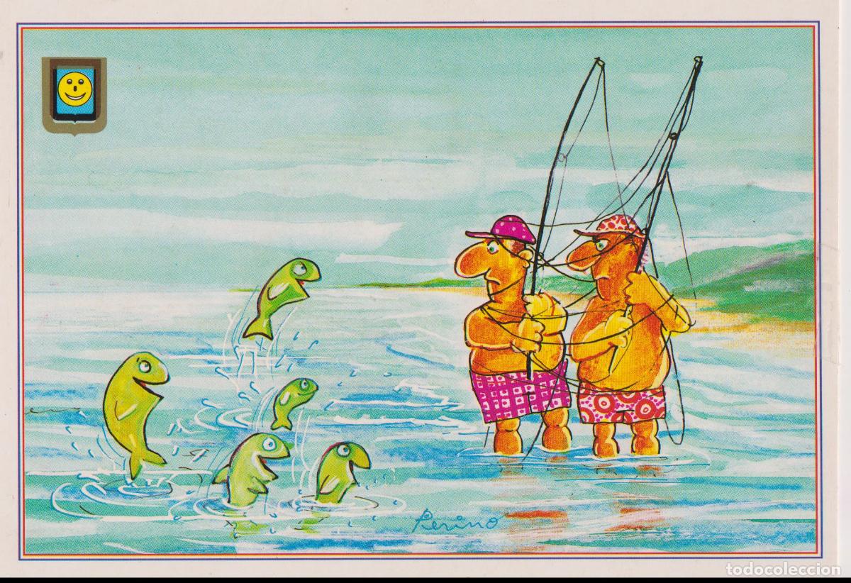Postales: ILUSTRADOR: PIERINO, DOS HOMBRES PESCANDO, LOS PECES SE RIEN &ndash; ESCUDO DE ORO 19 &ndash; ESCRITA
