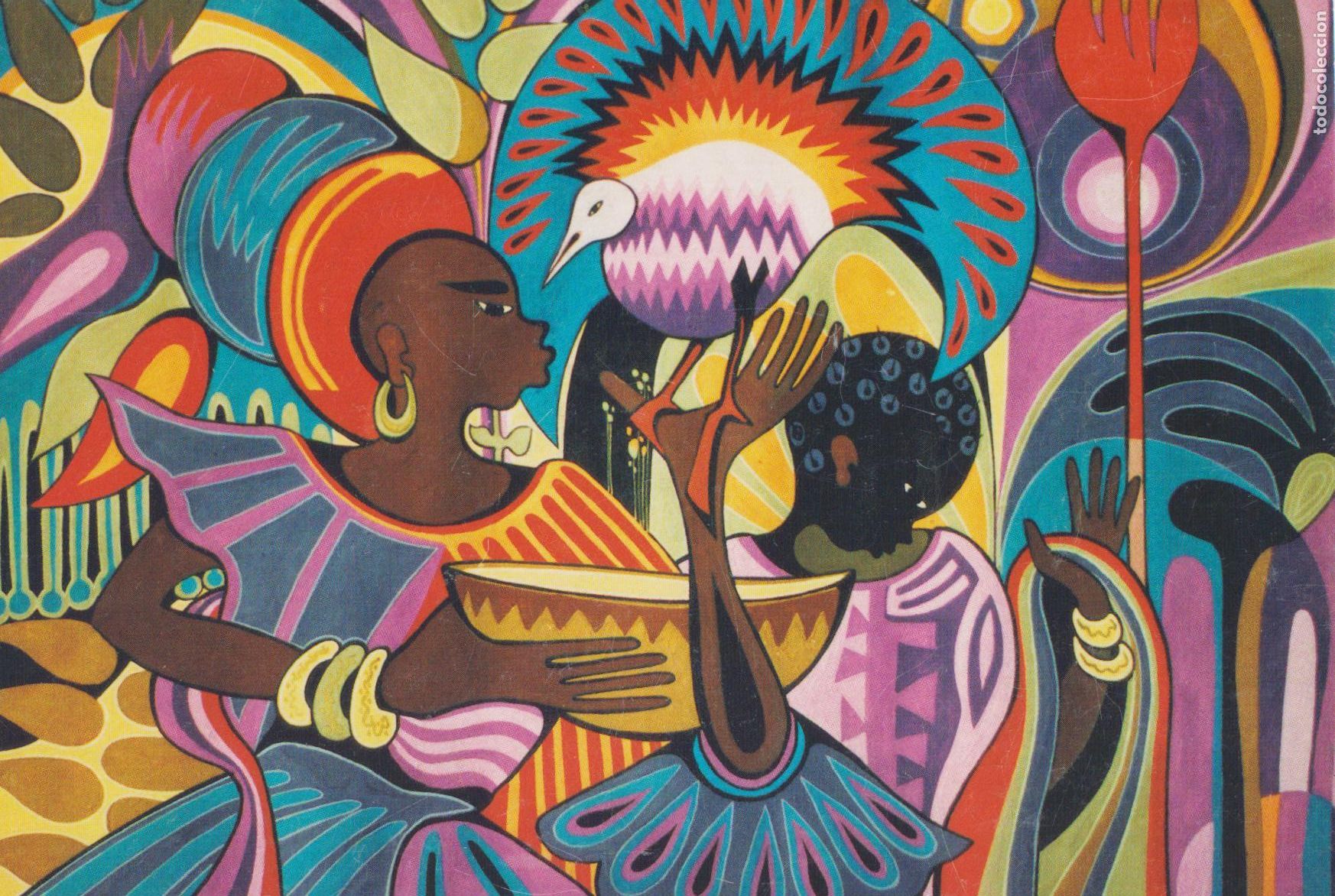 Postales: POSTAL NA&Iacute;F HAITIANA OBRA DE ISMA&Euml;L SAINCILUS, MUJERES HAITIANAS &ndash; DORSO PUBLICITARIO