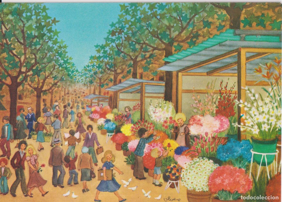 Postales: ILUSTRADOR: VIVES, ESTILO NA&Iuml;F, LA RAMBLA DE LAS FLORES, BARCELONA &ndash; KOLORHAM &ndash; S/C