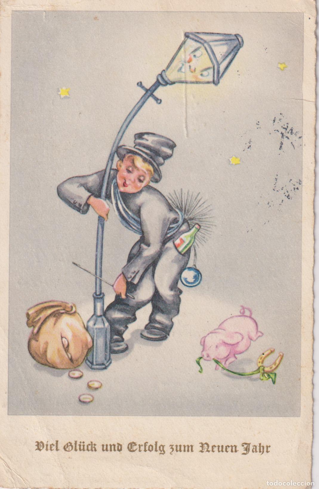 Postales: POSTAL TARJETA NAVIDAD - MUCHA SUERTE Y &Eacute;XITO PARA EL A&Ntilde;O NUEVO &ndash; ILUSTRADOR: AN&Oacute;NIMO &ndash; CIRCULADA 19