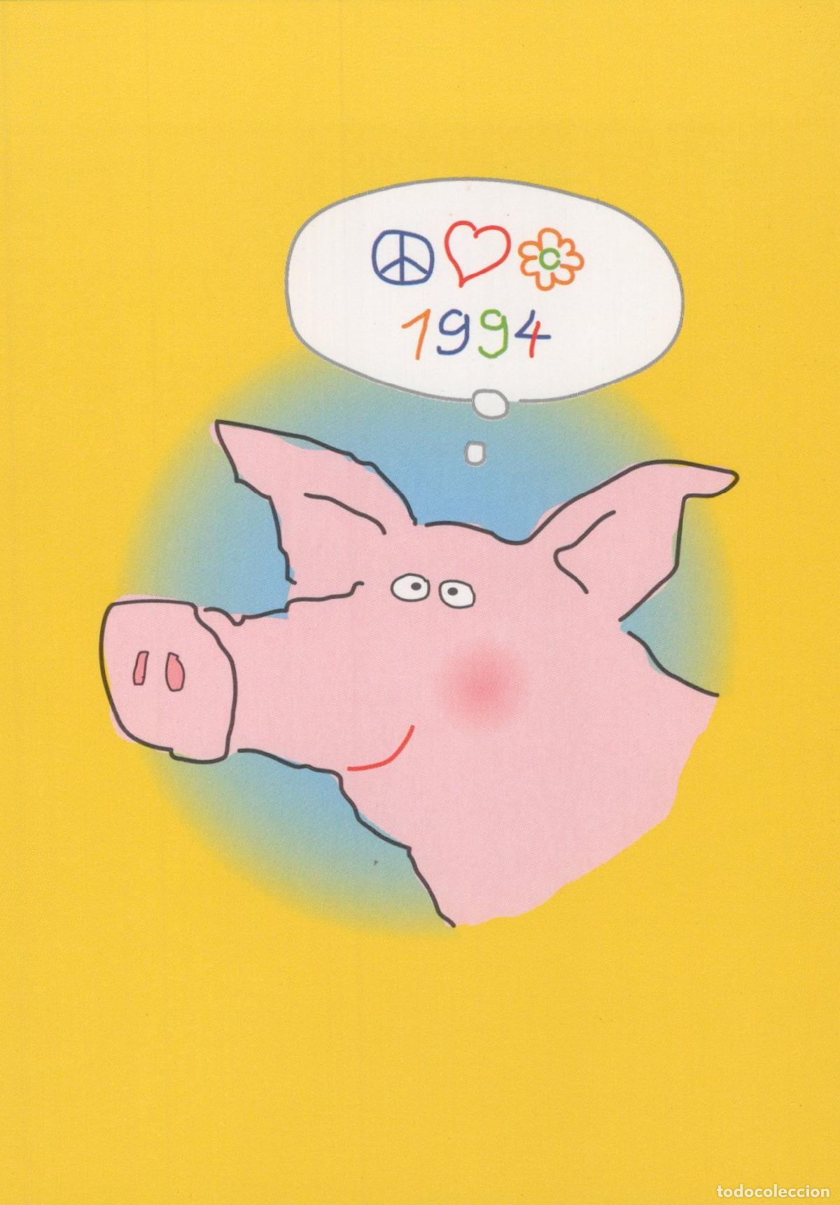 Postales: Germany Hamburg Happy New Year S Pig 1994 Peace Love Flower Unposted *YAV207