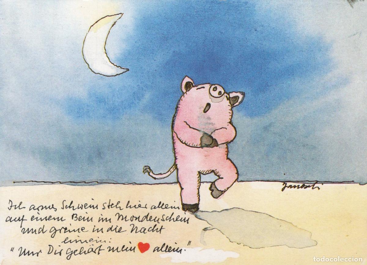 Postales: Pig Dancing Under Moon Humorous Card *YAW009