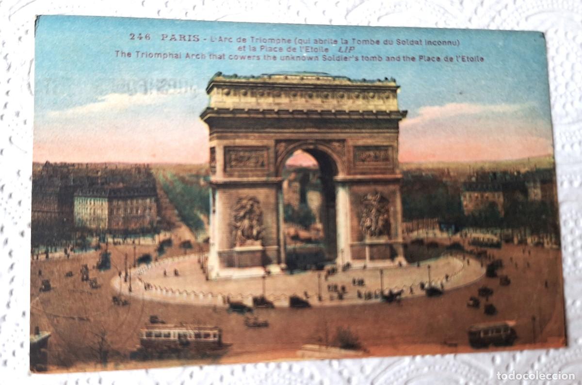 Postales: POSTAL FRANCESA EN COLOR MUY ANTIGUA MANUSCRITA EN 1928 - L&acute;ARC DE TRIOMPHE