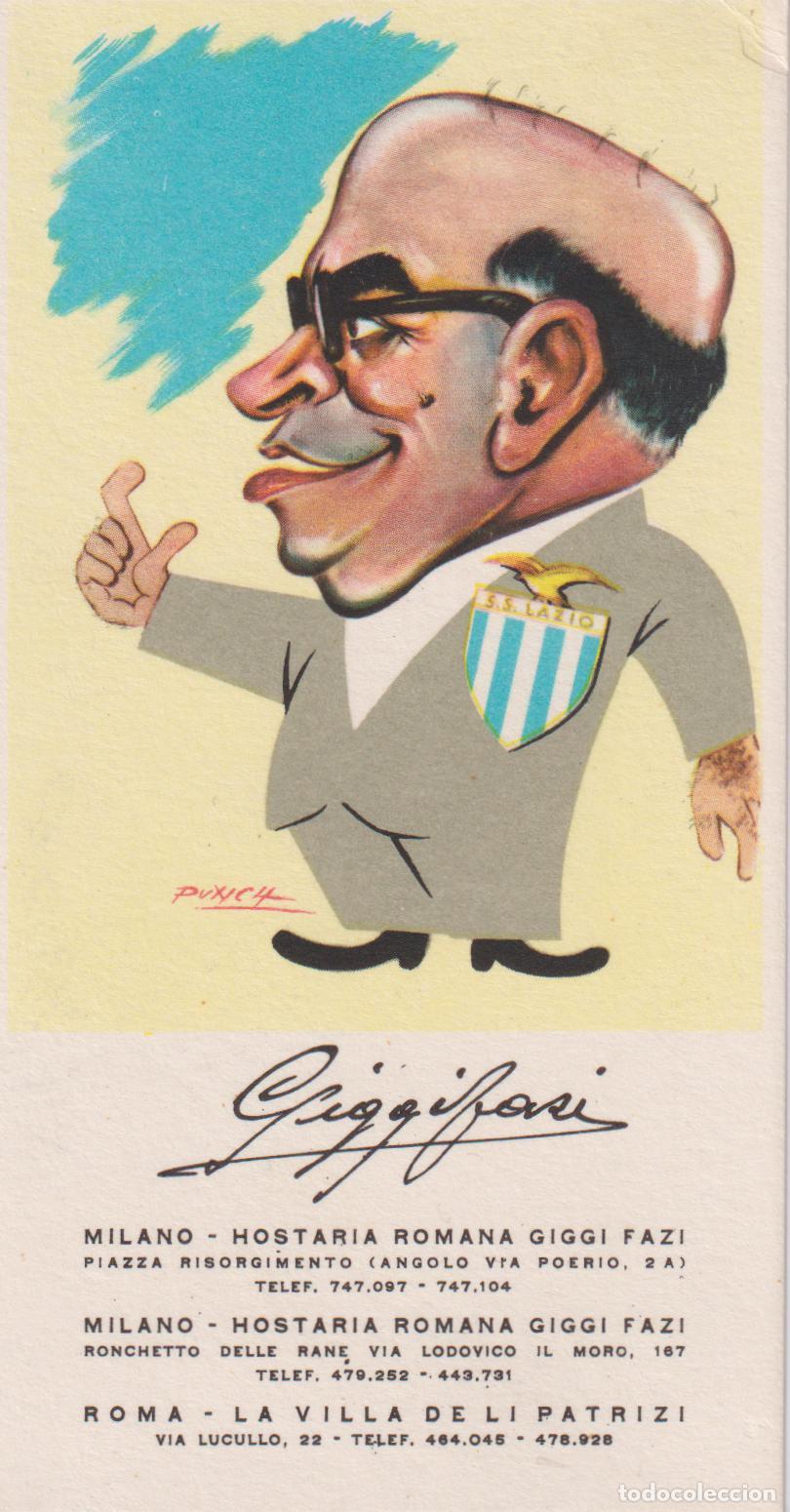 Postales: TARJETA ILUSTRADA POR PUNCH &ndash; CARICATURA DE GIGGI FAZI REFERENTE DE LA RESTAURACI&Oacute;N Y DIRECTIVO DEL