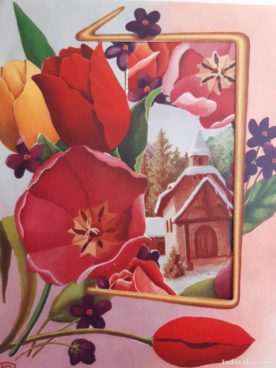 Postales: POSTAL APAISADA DE PAISAJE TULIPANES S 192/2 DIBUJO JOAM 1967 Tama&ntilde;o 16 X 13