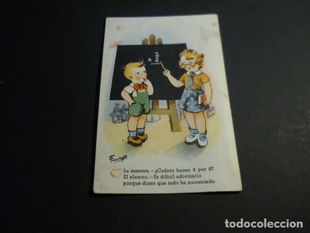Postais: MAESTRA Y ALUMNO POSTAL FARINYES ILUSTRADOR