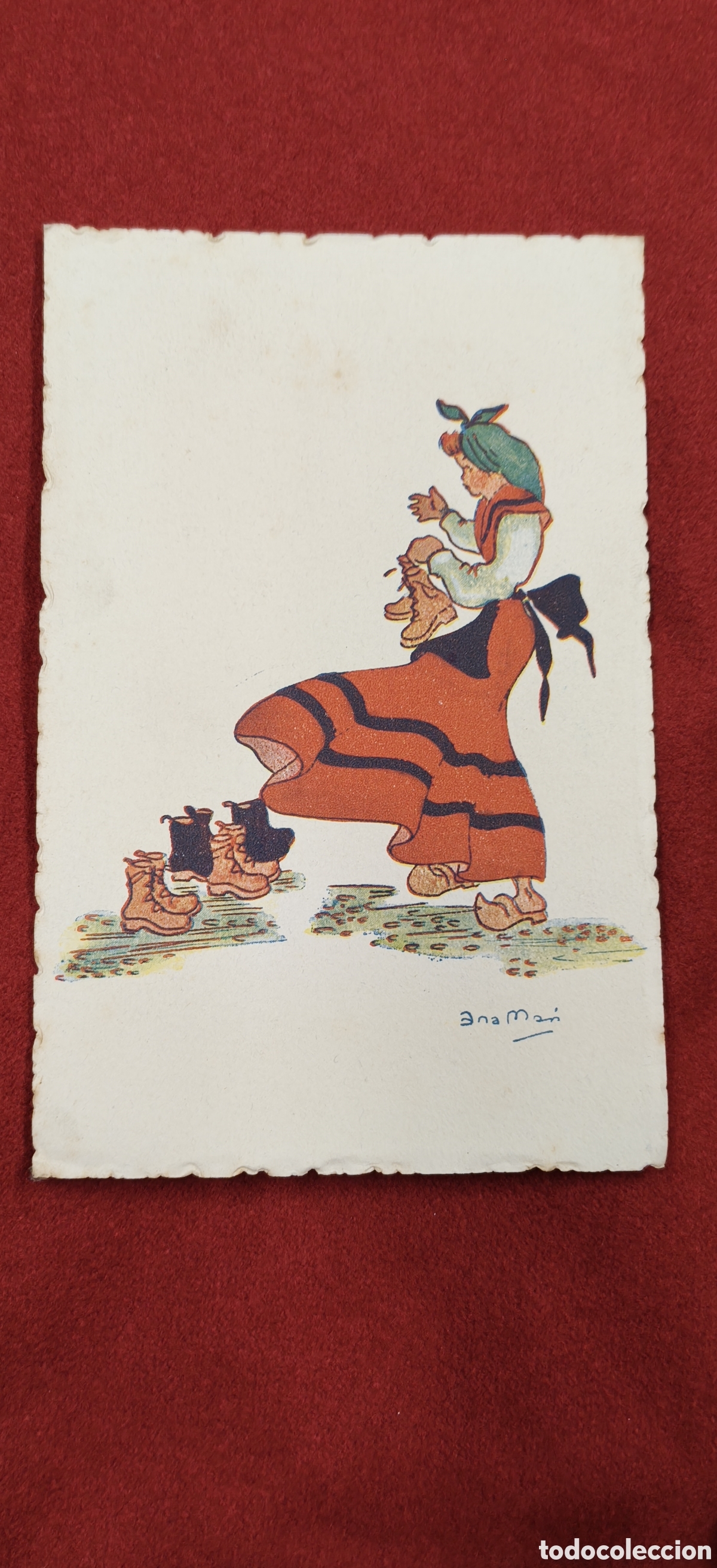 Postales: Postal ilustrada antigua - TRAJE T&Iacute;PICO - Dibujo de ANA MAR&Iacute; - FECHADA EN 1954 - Escrita