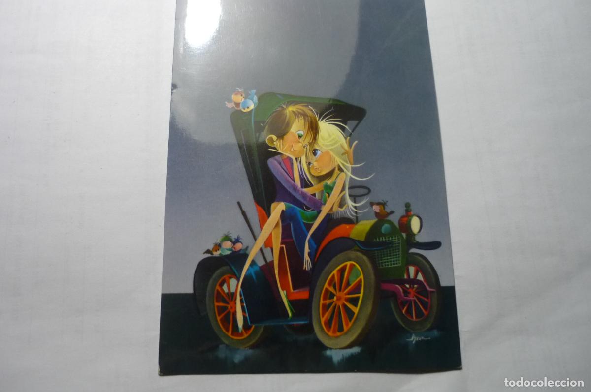 Postales: postal dibujo asun pareja en coche epoca escrita