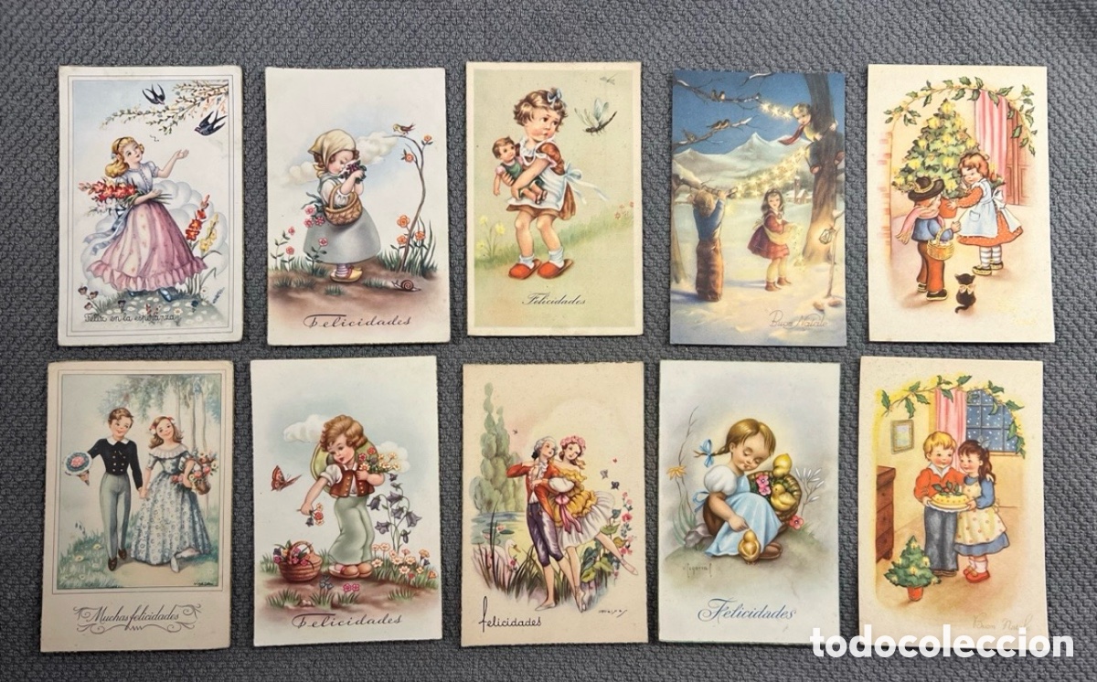 Postales: Postales Rom&aacute;nticas.. (10) Dibujos y caricaturas. Ilustradas (h.1940,50?) Env&iacute;o certificado 6&euro;
