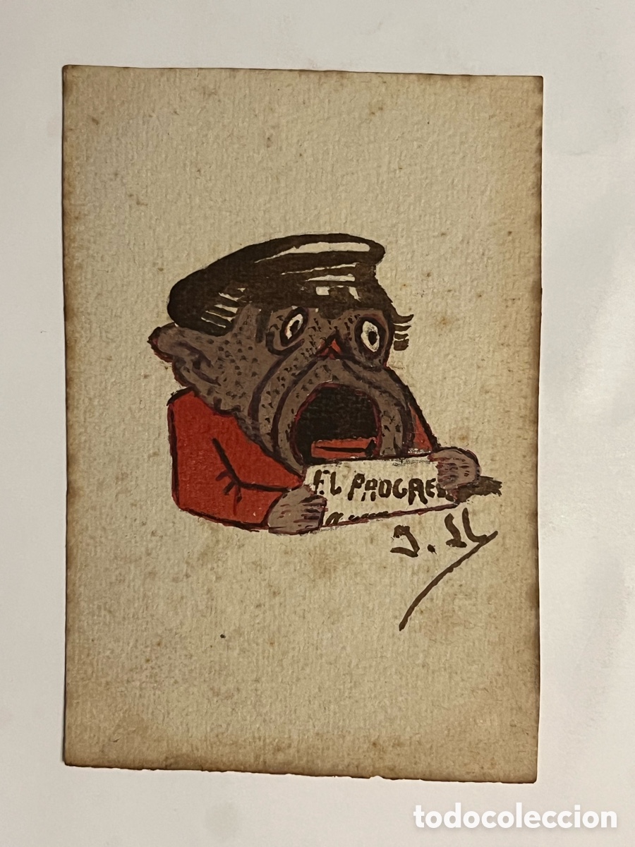 Postales: EL PROGRESO. Postal acuarlizada.. Dibujos y Caricaturas&hellip; (h.1910?) circulada