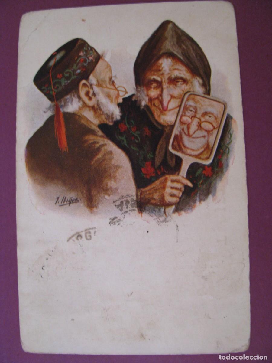 Postales: POSTAL DE IL. IBA&Ntilde;EZ. NUM. 923. PAREJA DE VIEJOS. ED. VICTORIA. N. COLL SALIETI. ESCRITA