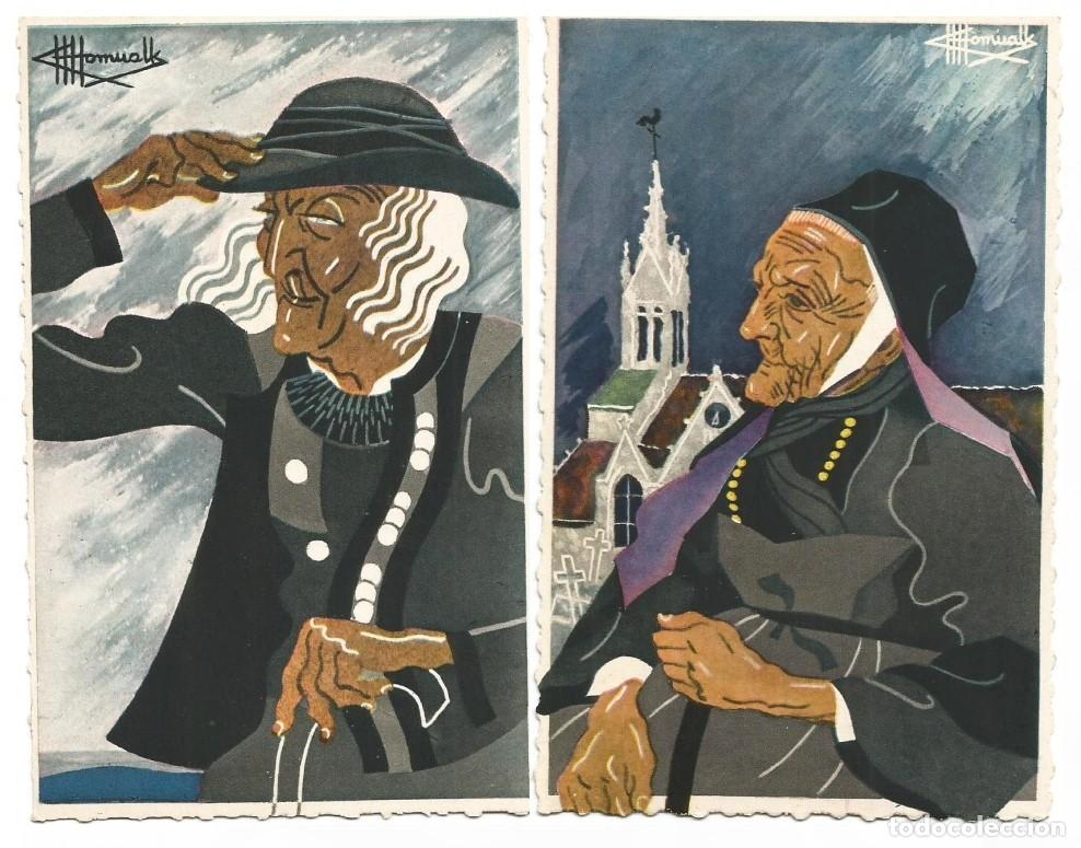 Postales: HOMUALK - LOTE DE 2 POSTALES - ANCIANOS - TROQUELADAS