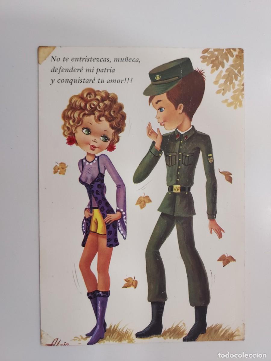 Postales: POSTAL ILUSTRADOR ALAIN. MILITAR RECLUTA NOVIA ENAMORADOS. ESCRITA. 1971