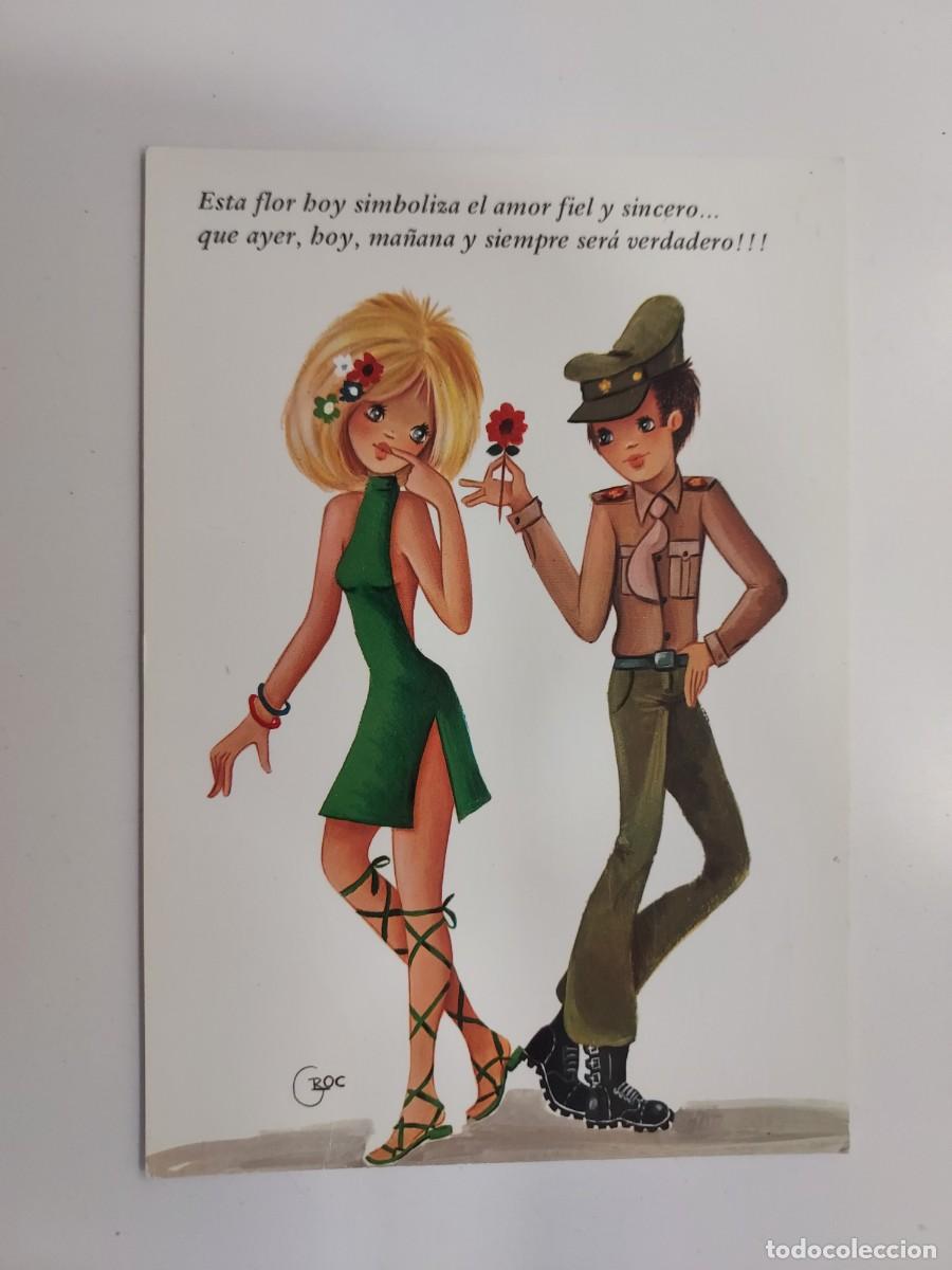Postales: POSTAL ILUSTRADOR GROC. MILITAR RECLUTA NOVIA ENAMORADOS. ESCRITA. 1972
