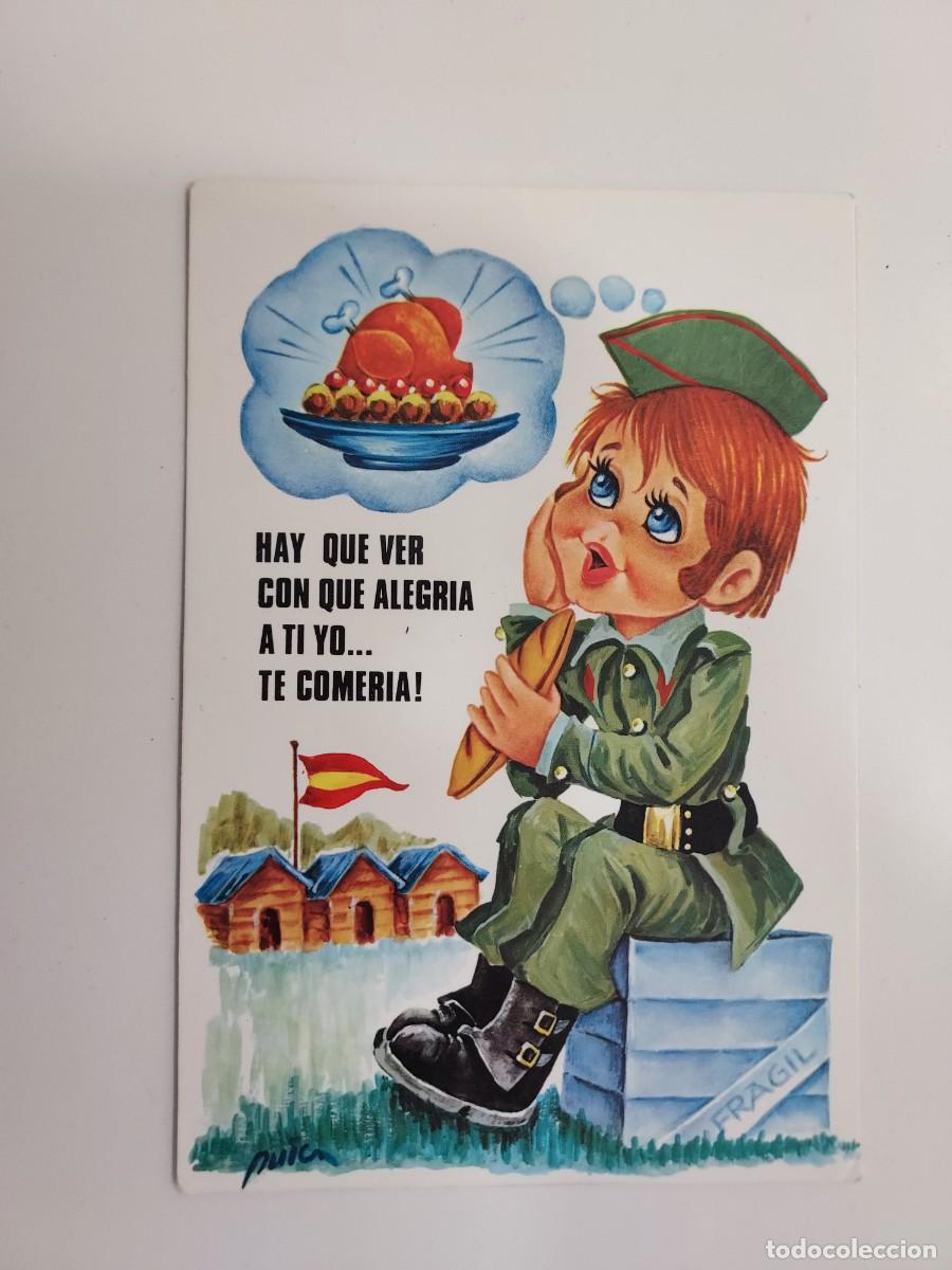 Postales: POSTAL ILUSTRADOR PUIG ?. MILI RECLUTA RECIBE PAQUETE. ESCRITA. 1972. VIKINGO