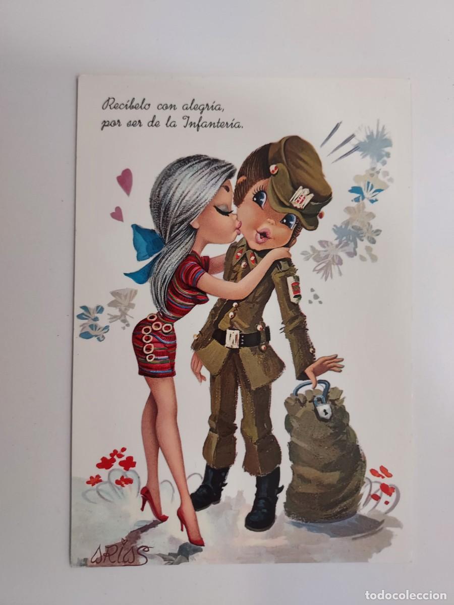 Postales: POSTAL ILUSTRADOR ARIAS. PAREJA ENAMORADOS MILI MILITAR PETATE. ESCRITA. 1969. CYZ