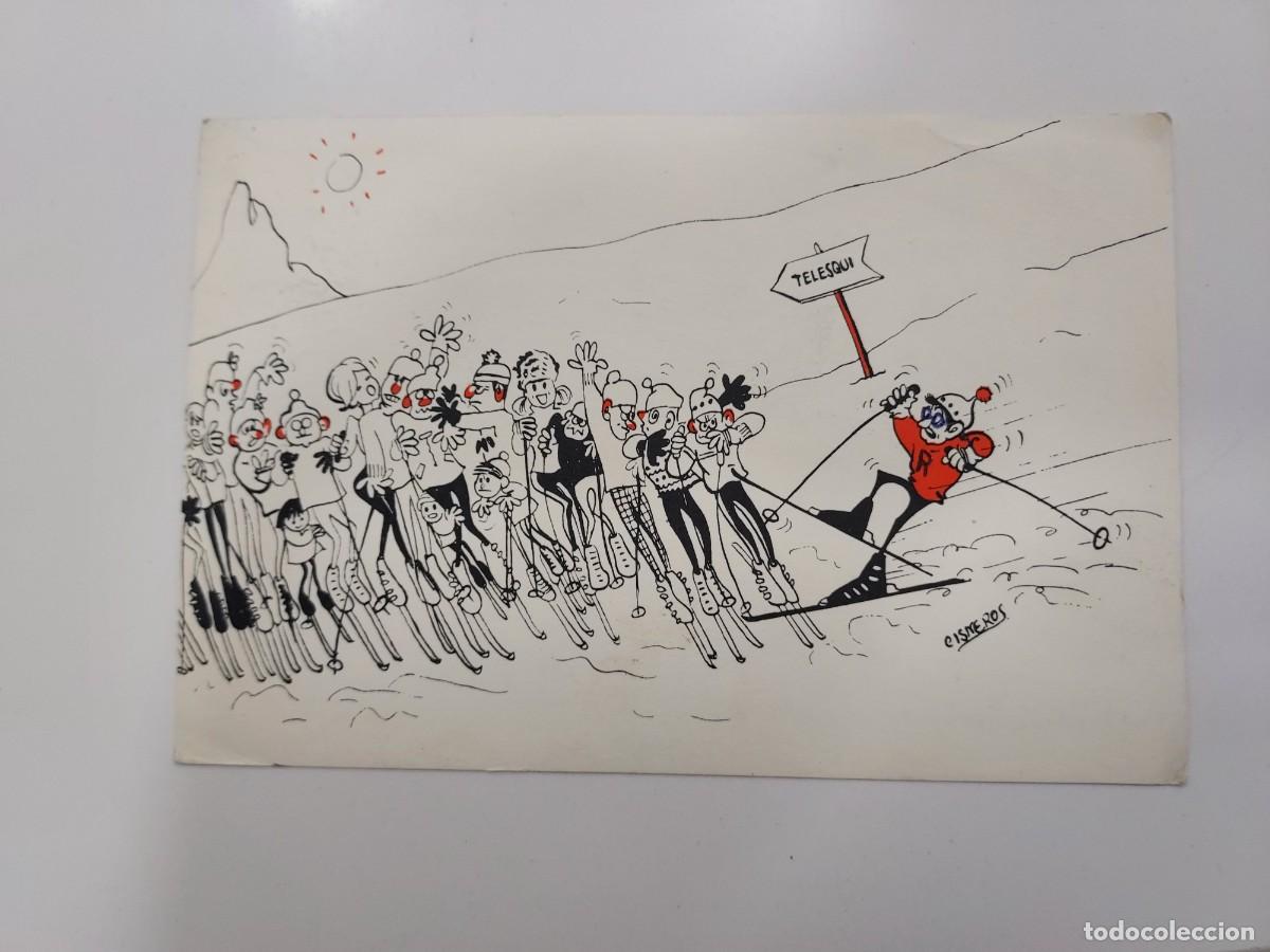 Postales: POSTAL ILUSTRADOR CISNEROS. TELESQUI ESQUIADOR HUMOR. CIRCULADA. 1966. OFICINA DE GUIAS