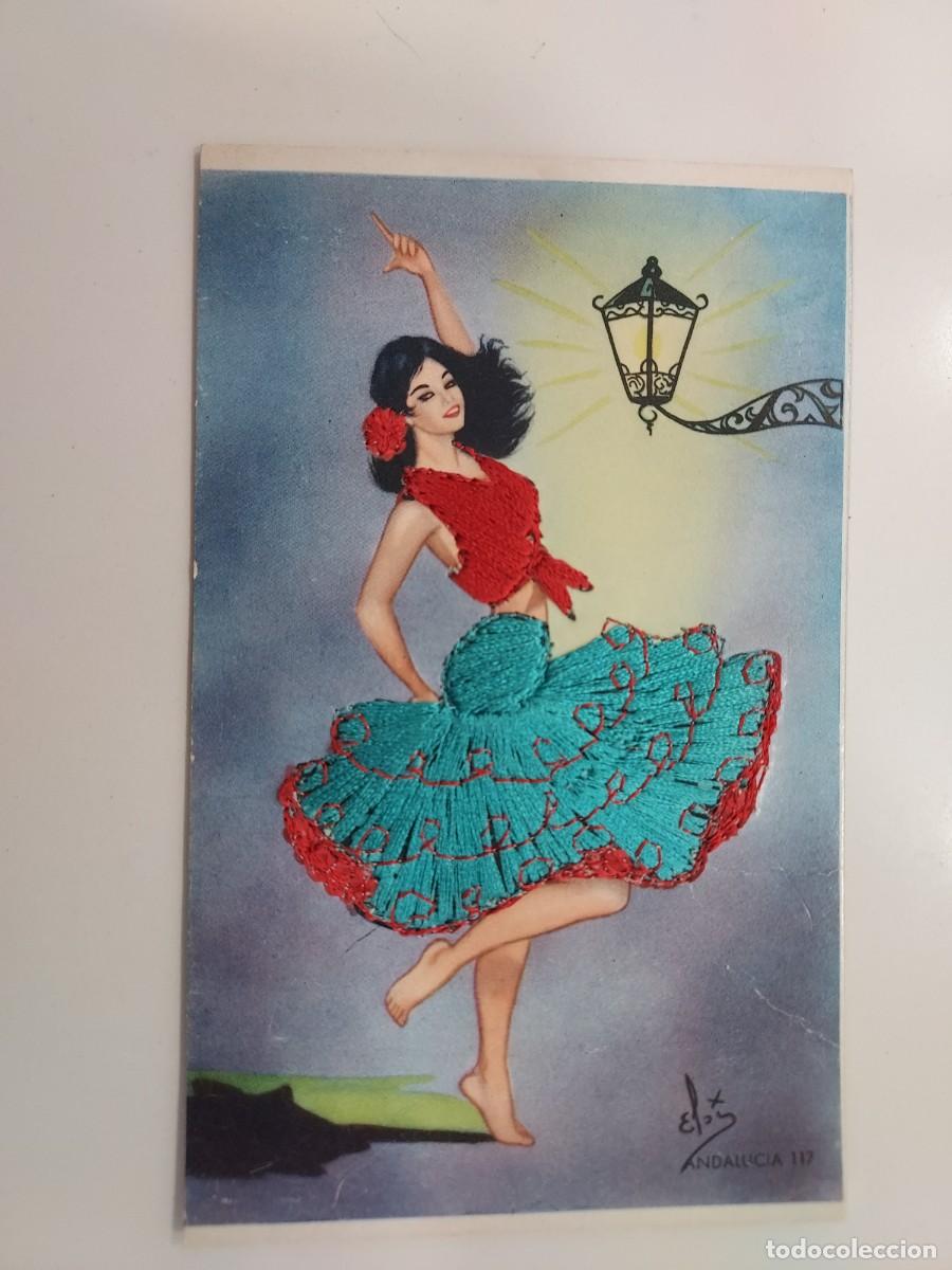 Postales: POSTAL ILUSTRADOR ELOY. BAILAORA FLAMENCO TRAJE BORDADO HILO RELIEVE. S/C. A&Ntilde;OS 1950. MELERO