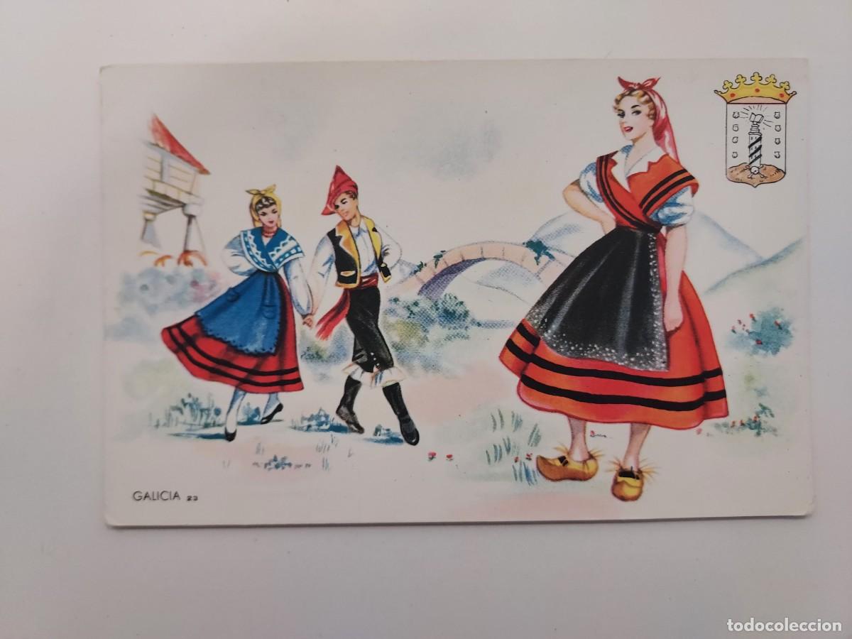 Postales: POSTAL ILUSTRADOR ELSI GUMIER. TRAJE REGIONAL GALICIA, 23. MOLINA. SIN CIRCULAR. A&Ntilde;OS 1950