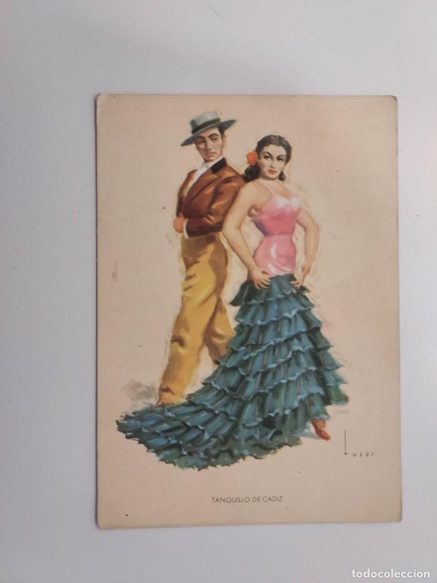 Postales: POSTAL ILUSTRADOR TUSER. BAILE ANDALUZ TANGUILLO DE CADIZ. ARTIGAS. SIN CIRCULAR. A&Ntilde;OS 1950