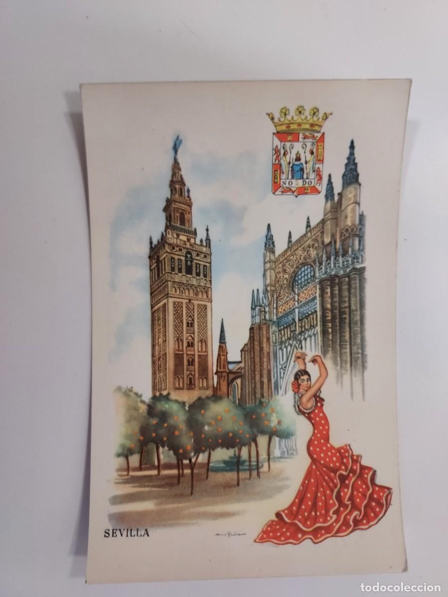 Postales: POSTAL ILUSTRADA. TRAJE REGIONAL SEVILLA ANDALUCIA. TRASERA EN BLANCO