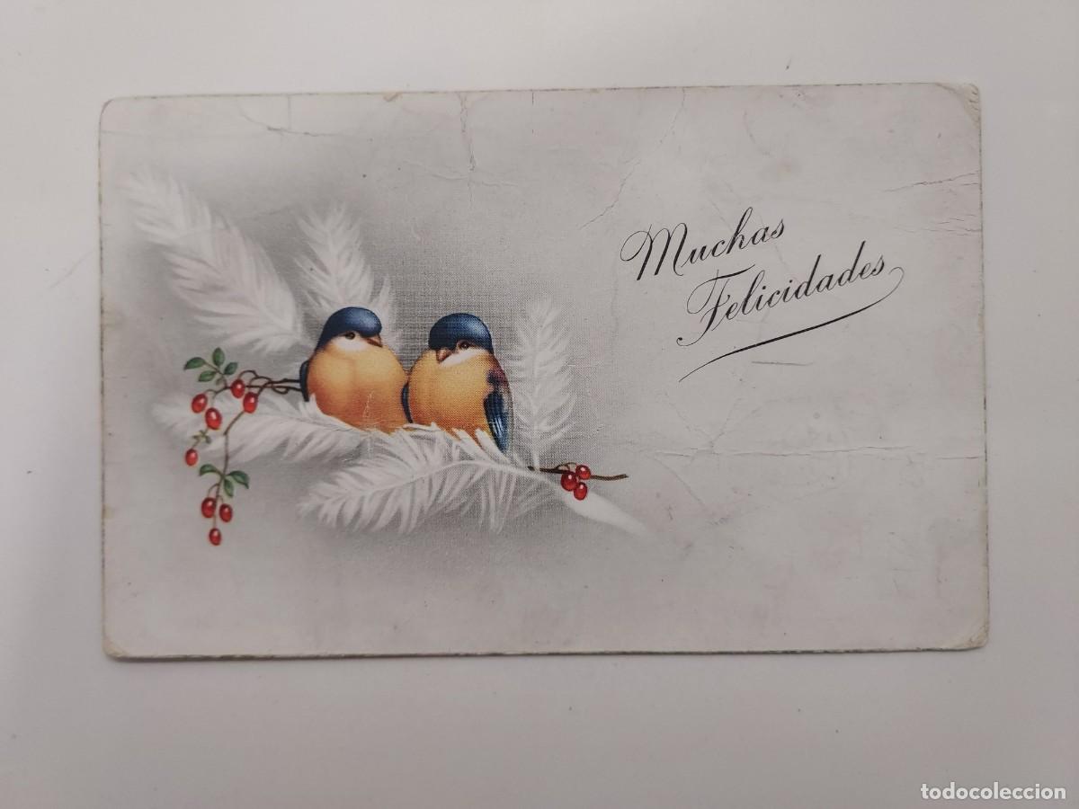 Postales: POSTAL ILUSTRADA. DOS PAJAROS MUCHAS FELICIDADES. ESCRITA. A&Ntilde;OS 1950