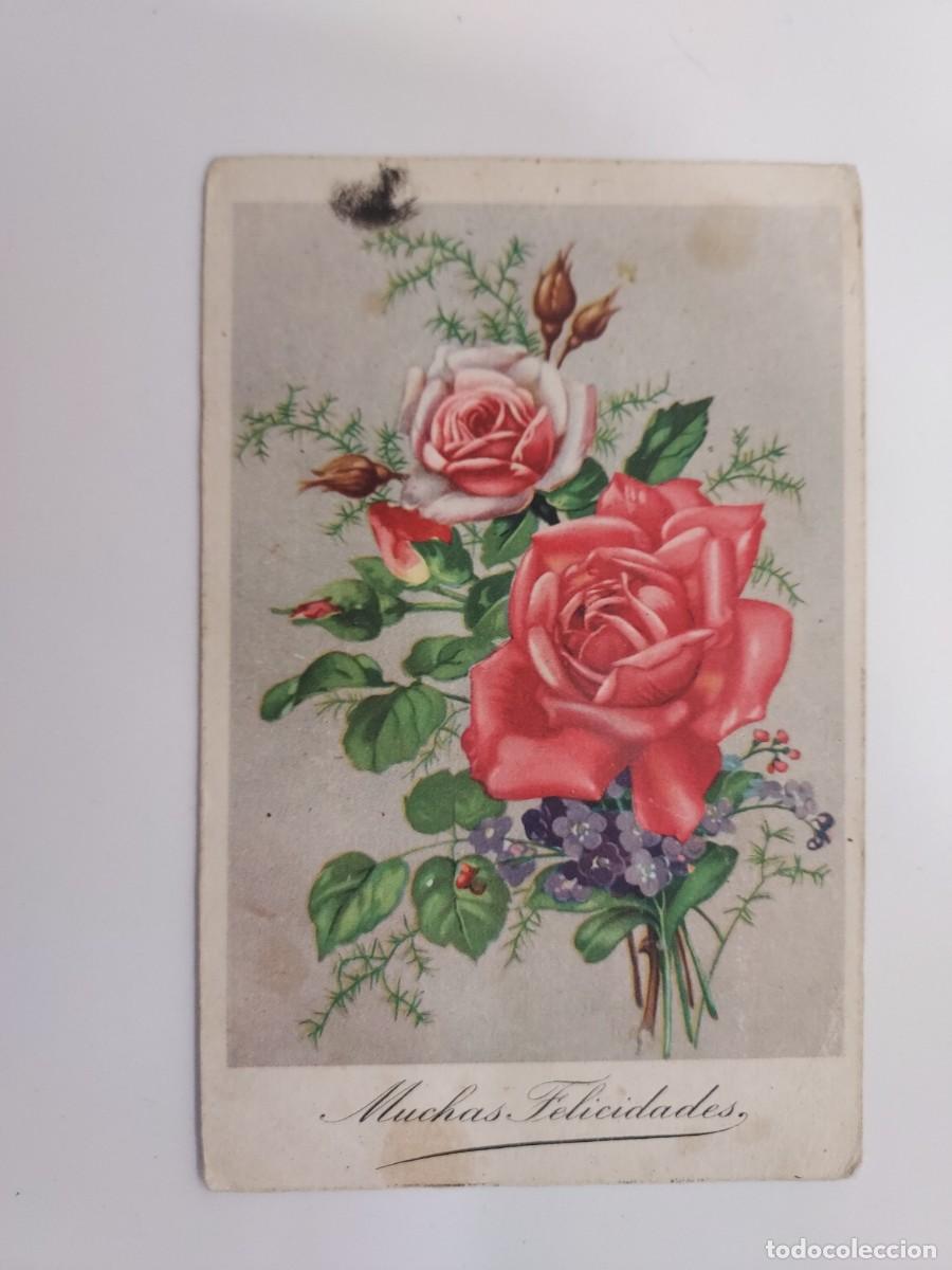 Postales: POSTAL ILUSTRADA. FLORES MUCHAS FELICIDADES. ESCRITA 1949. BENISI