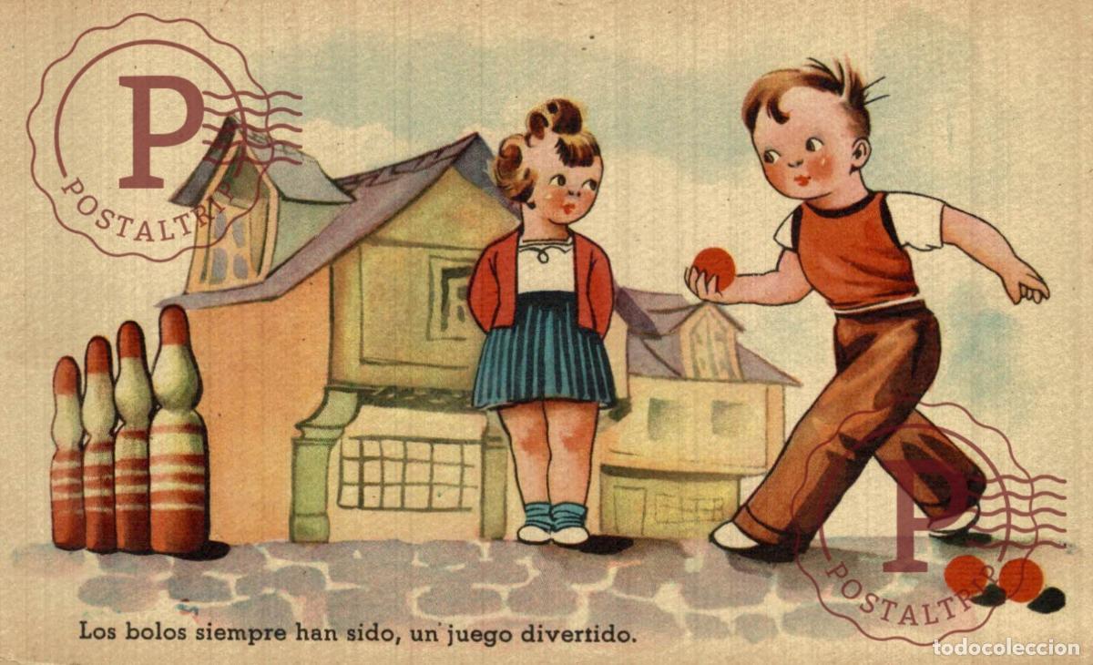 Postkarten: LOS BOLOS SIEMBRE HAN SIDO UN JUEGO DIVERTIDO. ILUSTRADA. ESPA&Ntilde;A. ILLUSTREE.C.M.B N&ordm; 30 BOWLING