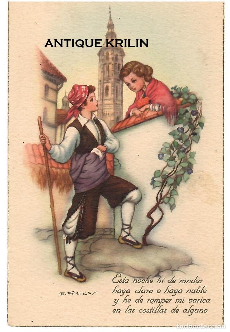 Postkarten: POSTAL EDICION CYZ SERIE 814 / PAREJA DE ARAGONESES / ILUSTRA FREIXAS / SIN FRANQUEAR PERO ESCRITA