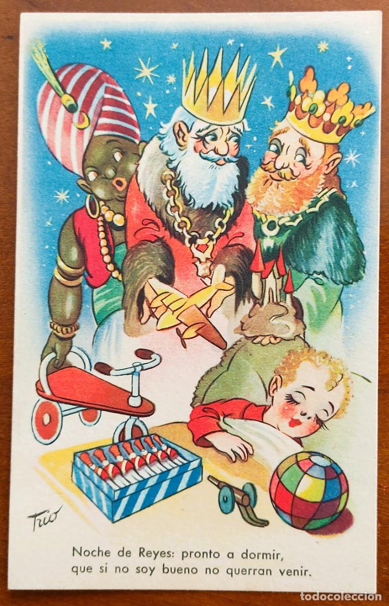 Postcards: POSTAL NOCHE DE REYES: PRONTO A DORMIR - FECHADA A&Ntilde;O 1946 - EDICIONES TR&Iacute;O SERIE I