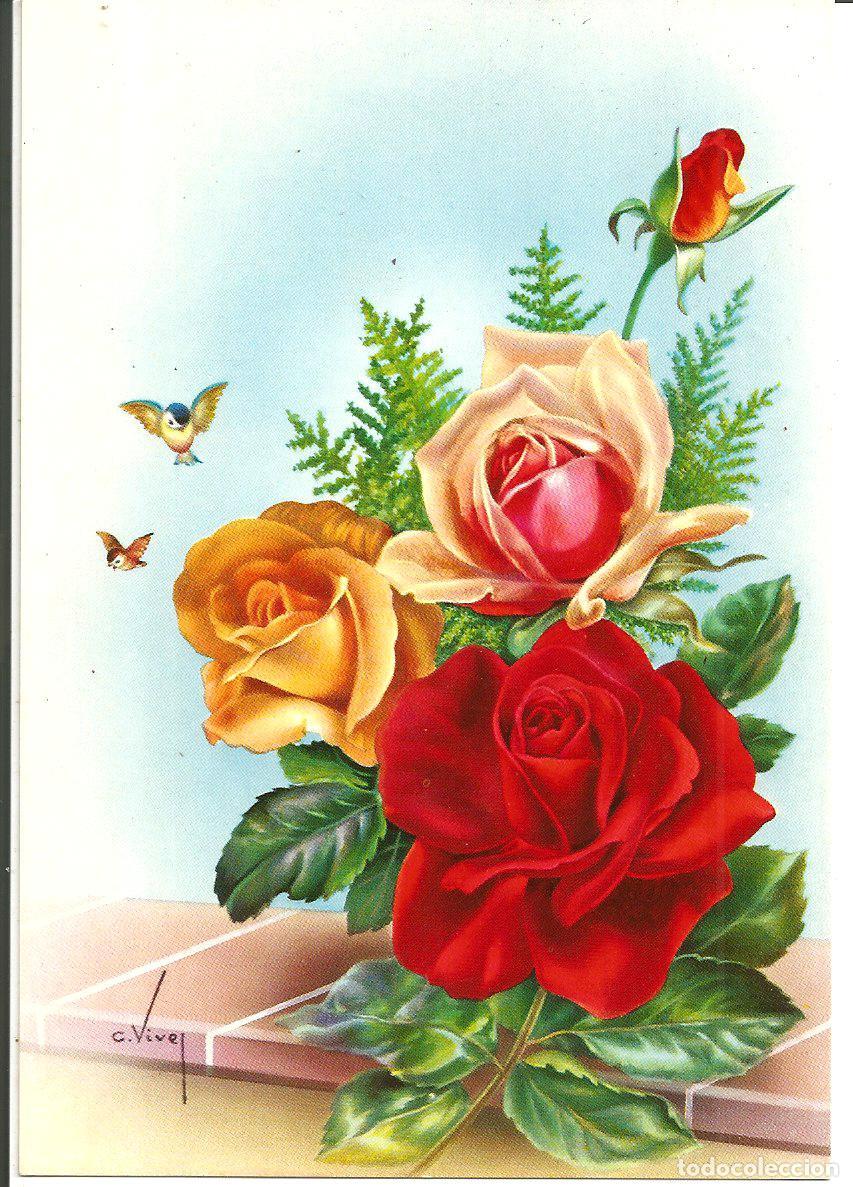 Postais: POSTAL ROSAS Y PAJAROS - EDICIONES CYZ 6819 - ILUSTRA VIVES