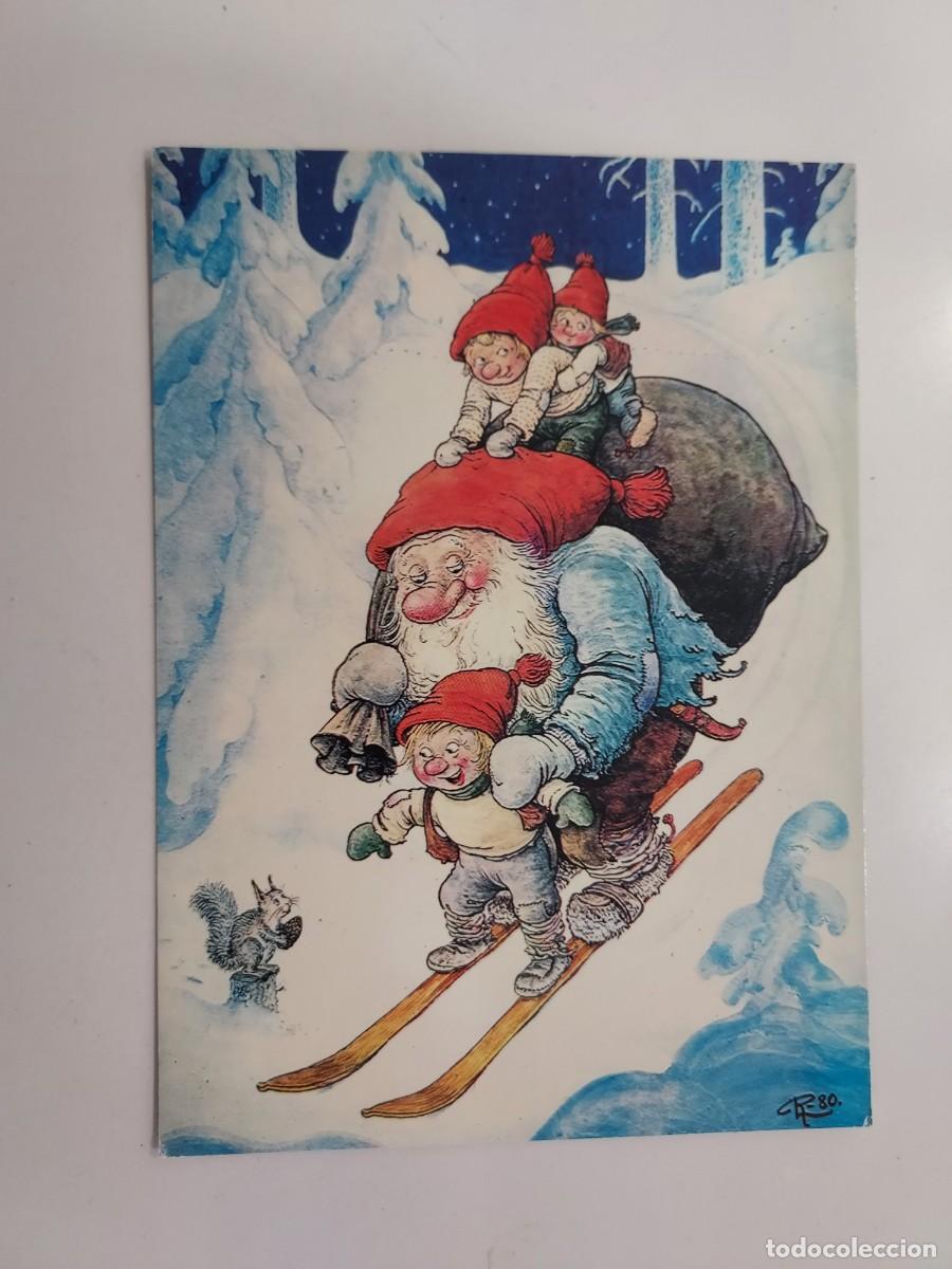 Postales: POSTAL ILUSTRADOR ROLF LIDBERG (SUECIA). PAPA NOEL GNOMOS ESQUI NIEVE. 1981. S/C. Tomteboken