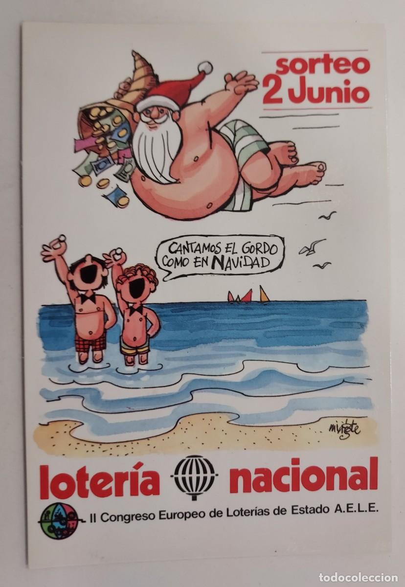 Postales: POSTAL LOTERIA NACIONAL II CONGRESO EUROPEO LOTERIAS ESTADO. MINGOTE, CANTAMOS EL GORDO SORTEO JUNIO