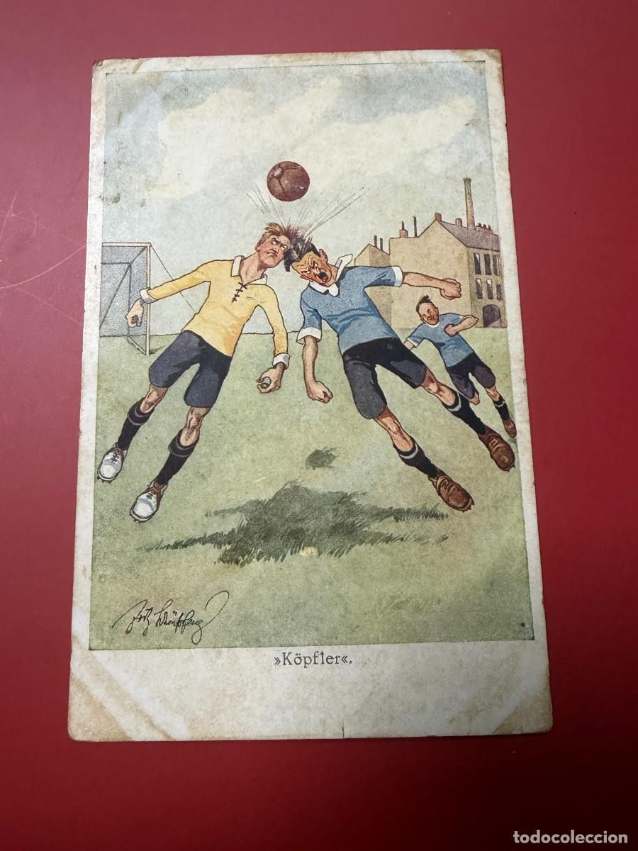 Postales: TARJETA POSTAL - F&Uacute;TBOL HUMOR&Iacute;STICO - JUGADORES REMATANDO DE CABEZA - K&Ouml;PFLER - A&Ntilde;O 1923