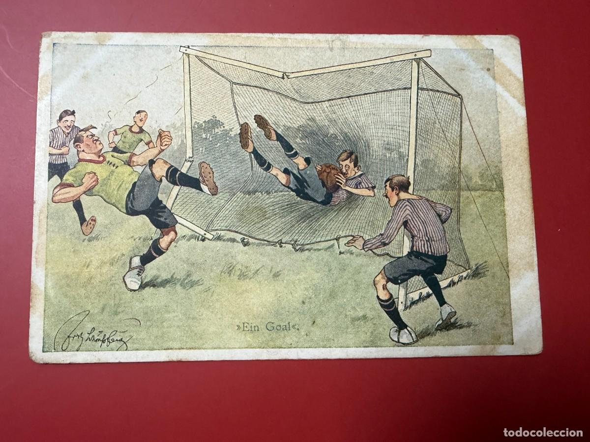 Postales: TARJETA POSTAL - F&Uacute;TBOL HUMOR&Iacute;STICO - EIN GOAL - GOL Y PORTERO EN LA RED - ILUSTRADA - A&Ntilde;O 1923