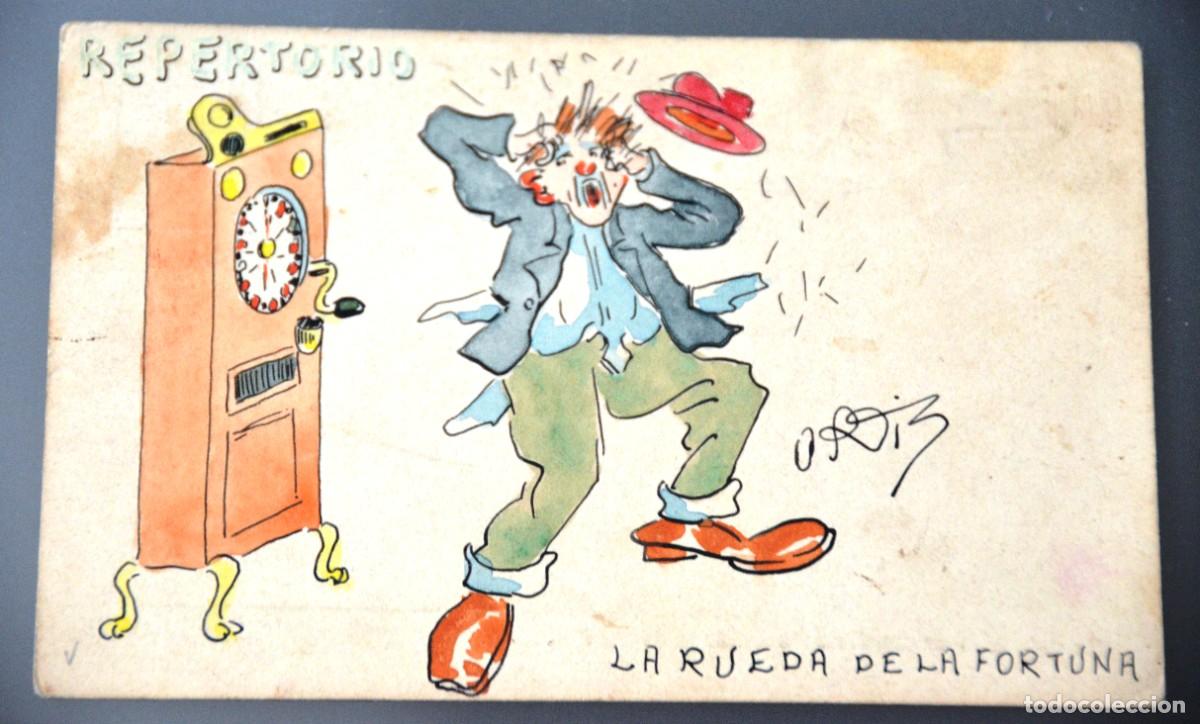 Postales: POSTAL ANTIGUA HUMOR&Iacute;STICA ILUSTRADA POR ORTIZ: LA RUEDA DE LA FORTUNA -REPERTORIO