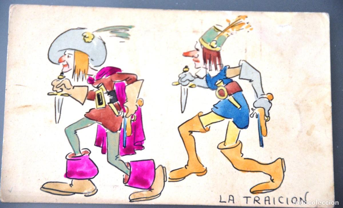 Postales: POSTAL ANTIGUA HUMOR&Iacute;STICA ILUSTRADA POR ORTIZ: LA TRAICI&Oacute;N